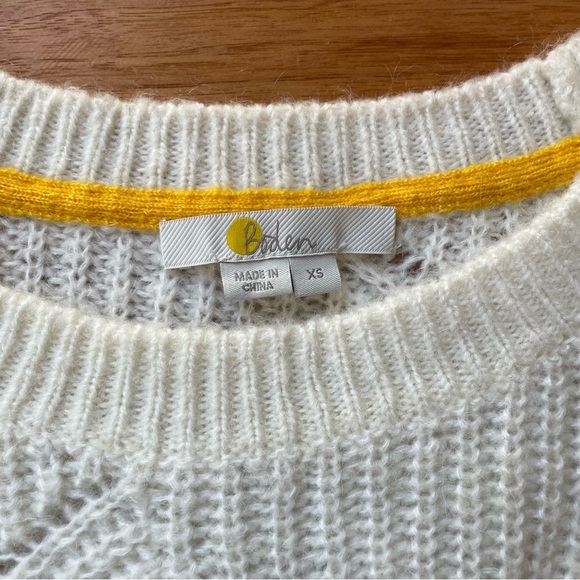 Boden Mohair Blend Cream Crewneck Classic Fisherman Cable Knit Sweater Hadley - Picture 6 of 12